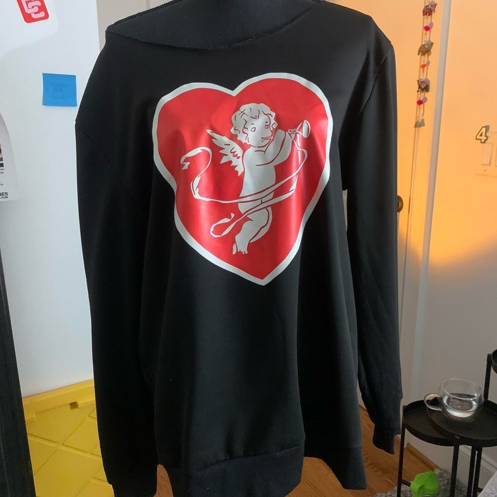 cupid cut neckline sweatshirt